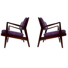 Pair of Jens Risom Lounge Chairs in Walnut