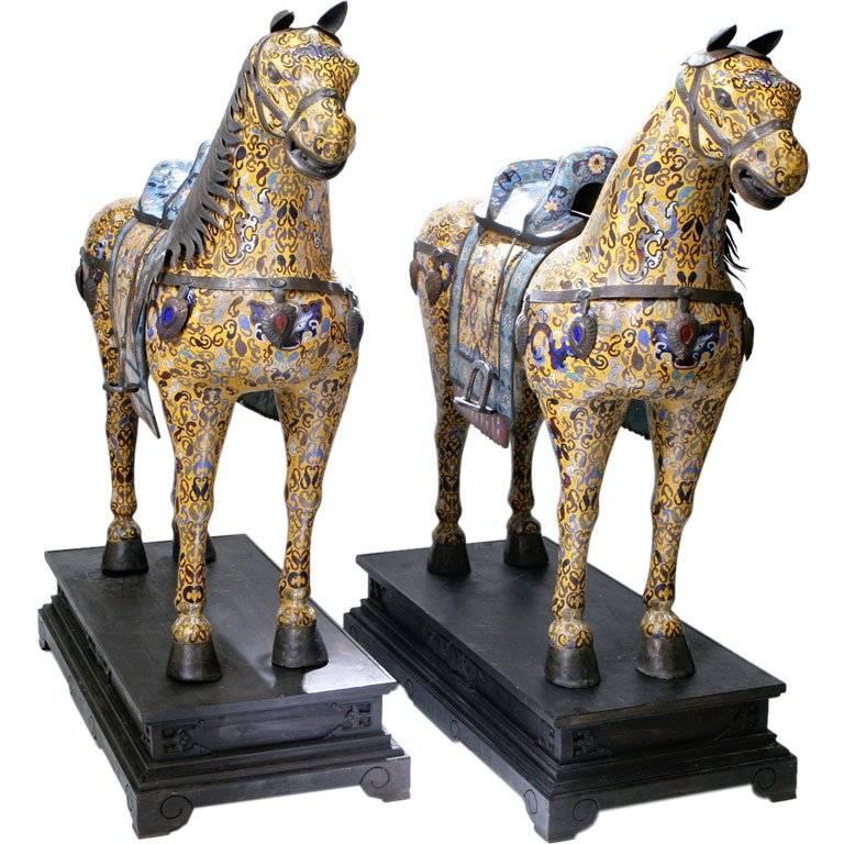 Pair of Chinese Cloisonne Horses