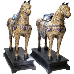 Vintage Pair of Chinese Cloisonne Horses