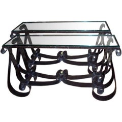 Pair of Moderne Wrought Iron Consoles