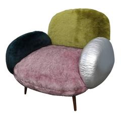 Custom Faux Fur and Leather Lounge Chair 1