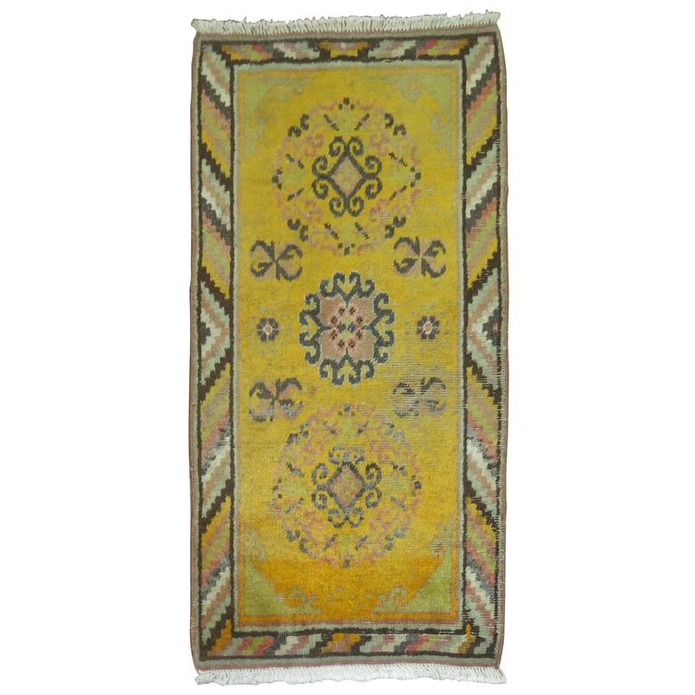 Yellow Antique Khotan Scatter Rug For Sale at 1stdibs