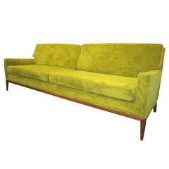 T.H. Robsjohn Gibbings Style Walnut Framed Sofa Mid-Century Modern