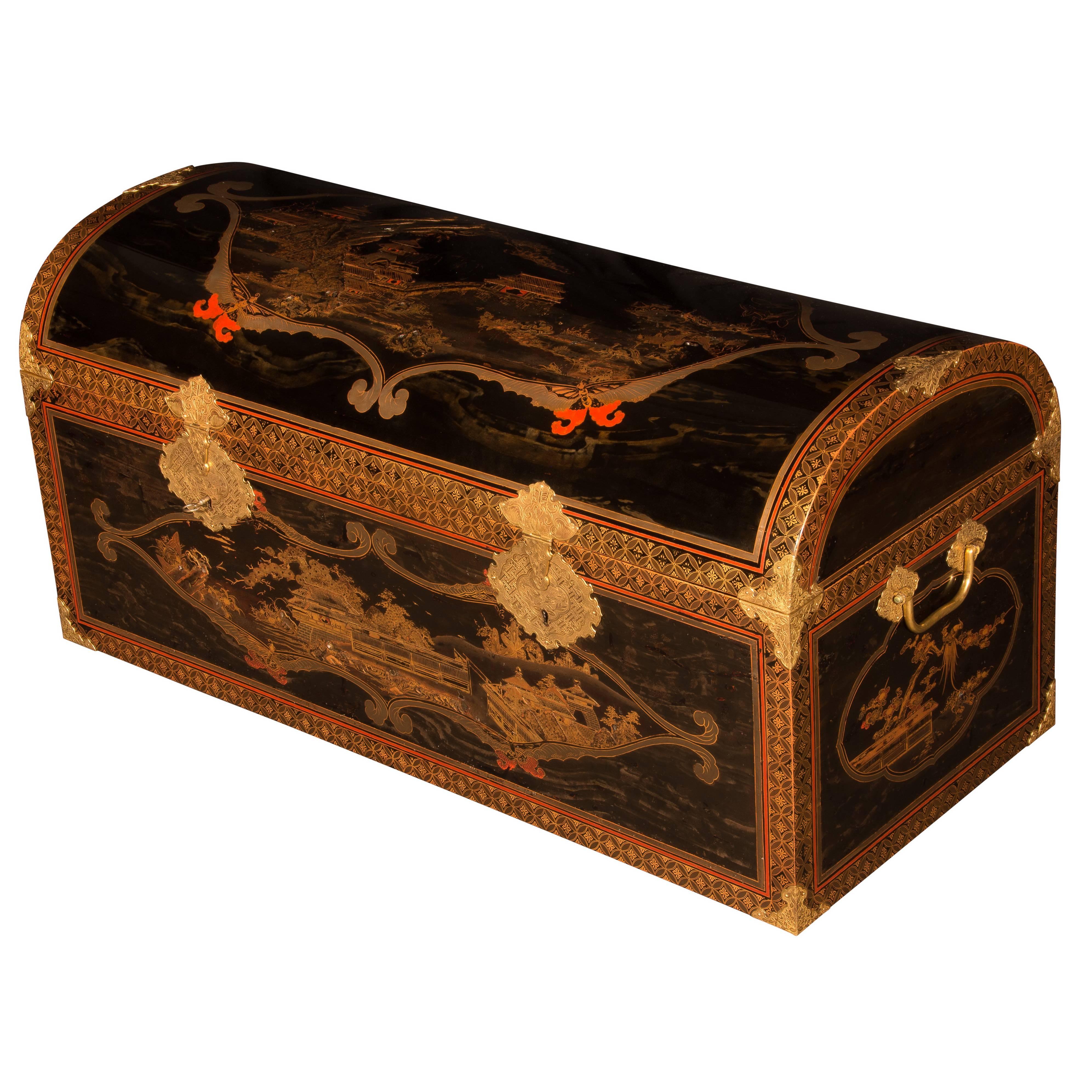 Rare Large Japanese Lacquer Coffer For Sale