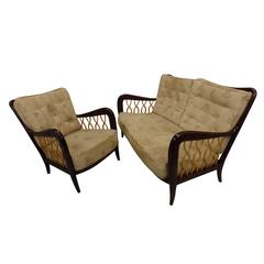Rare Italian Mid-Century Modern Settee / Sofa and Armchair Attr. to Paulo Buffa 9