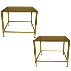 Pair of French Brass Side Tables Attributed to Maison Jansen 4