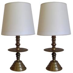 Pair of Solid Brass Iberian Table Lamps