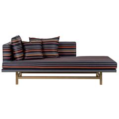Aragon Chaise Lounge with White Oak Legs and Striped Wool 7