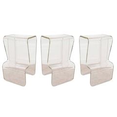 Midcentury Set of Three Lucite Bar Stools In the Manner of Gary Gutterman