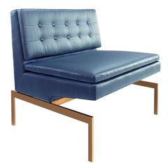 Mancini Chair with Bronze Base in and Blue Silk Strié and Striped Velvet 9