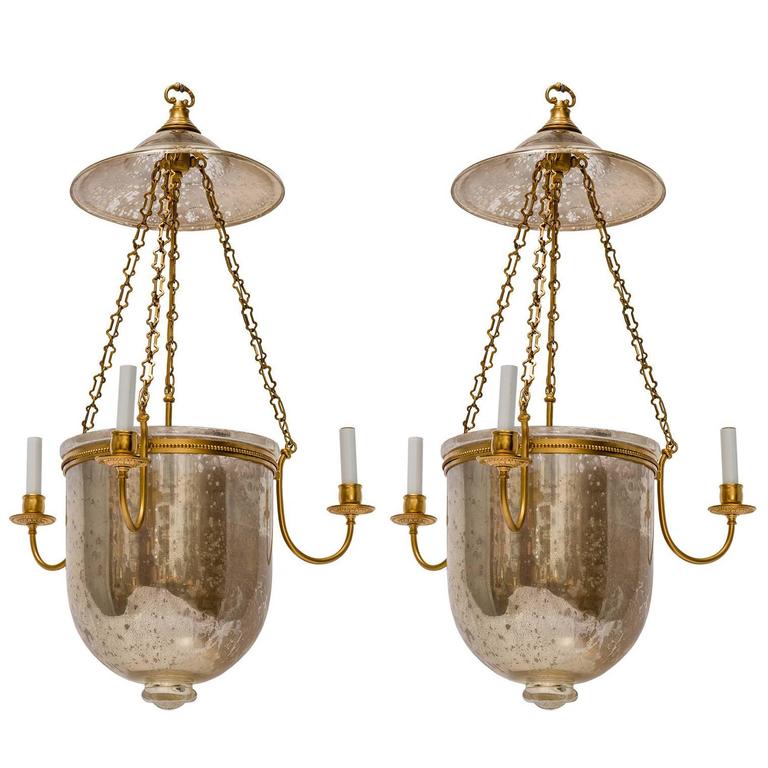 Antique Blue Glass Bell Jar Lantern With Clear Cover Circa 1860 For Mercury Glass Bell Jar Hurricane Lantern