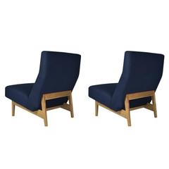 Pair of Floating Jens Risom Lounge or Slipper Chairs