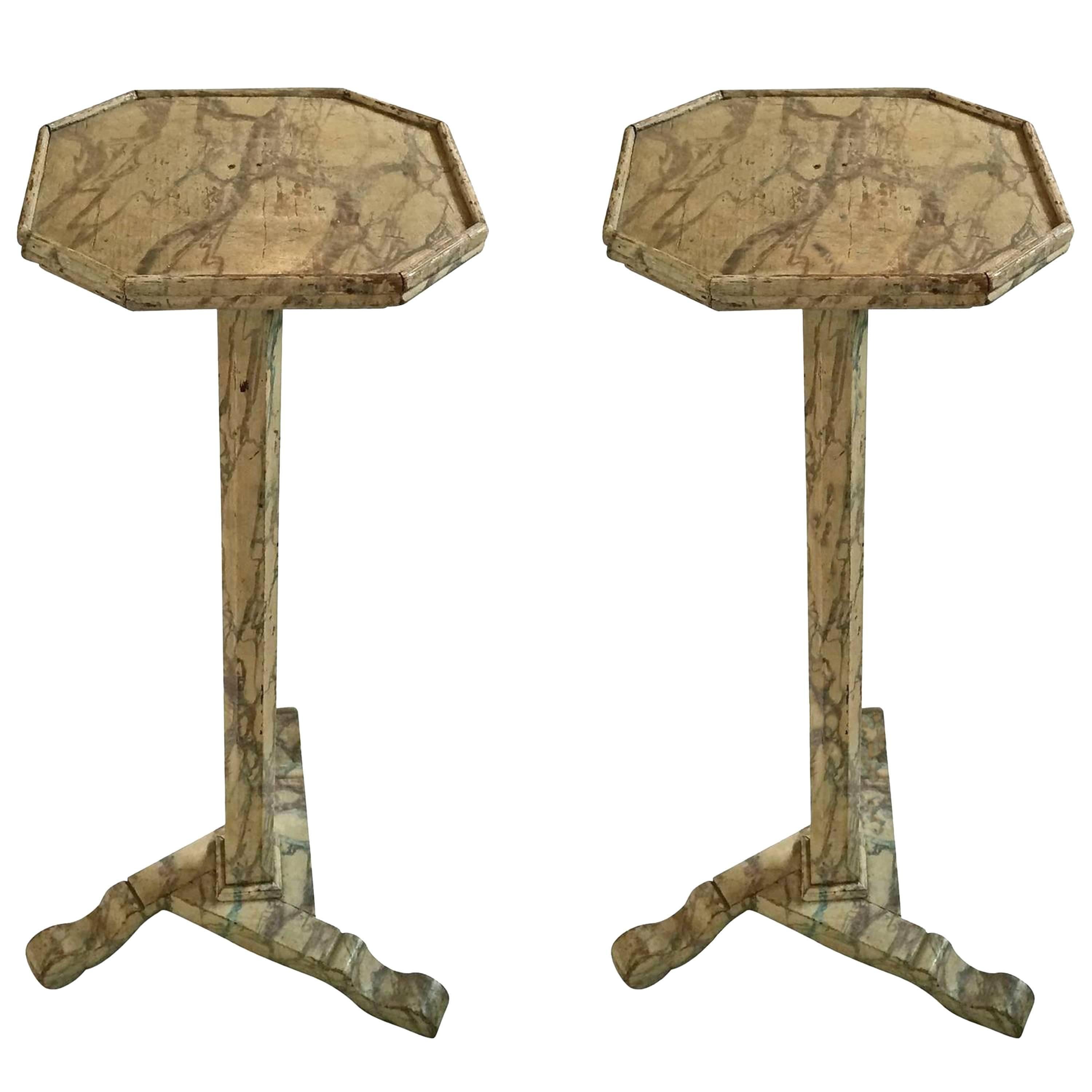 Pair of Italian Marbleized Stands For Sale