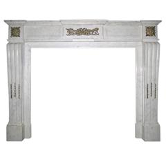 Antique French Louis XVI Style Marble with Ormolu Fireplace Mantel 4