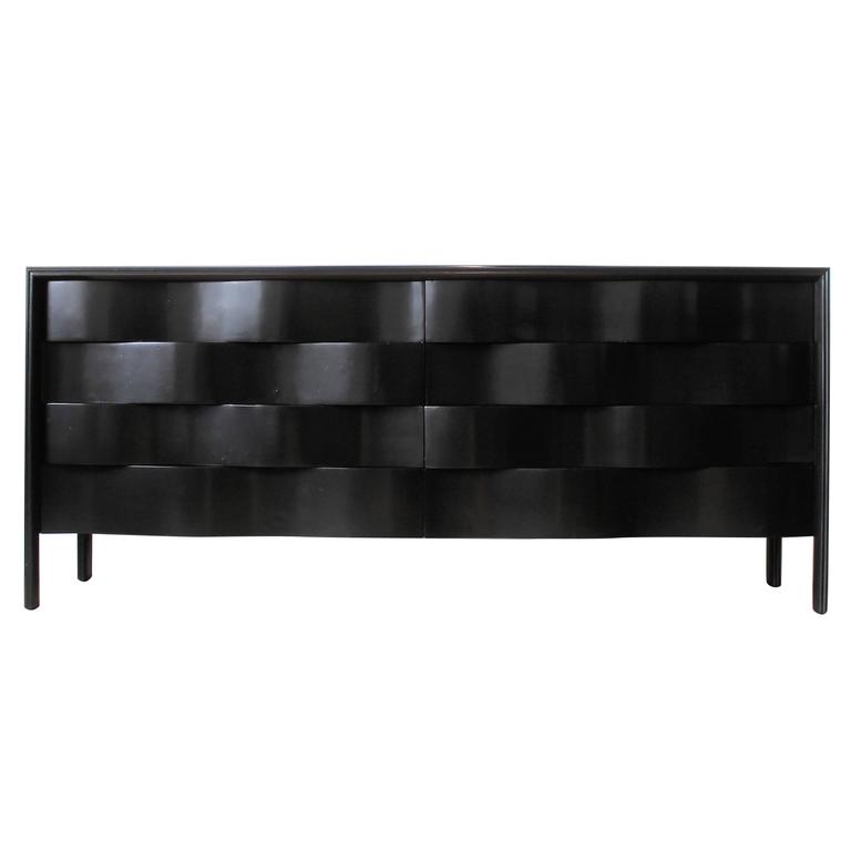 Ebonized Chest of Drawers with Undulating Front by Edmond Spence, Sweden 1950s