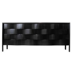 Vintage Ebonized Chest of Drawers with Undulating Front by Edmond Spence, Sweden 1950s