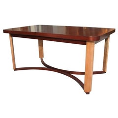 Sophisticated Art Deco Dining Table in Walnut and Birch by Gilbert Rohde
