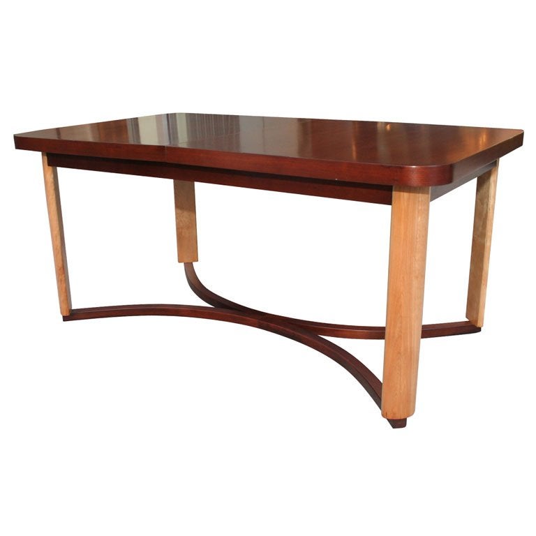 Sophisticated Art Deco Dining Table In Walnut And Birch By Gilbert Sophisticated Art Deco Dining Table In Walnut And Birch By Gilbert Rohde At 1stdibs