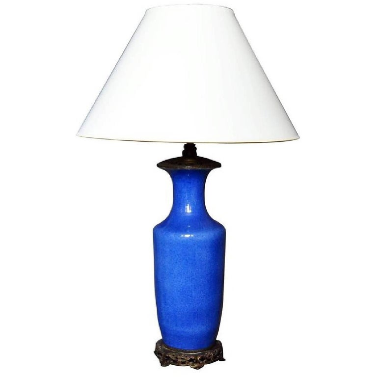Kangxi Style Powder Blue Vase Lamp For Sale at 1stdibs