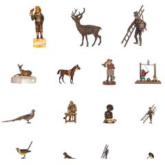 Set von fünfzehn kalt bemalten antiken Bronzefiguren