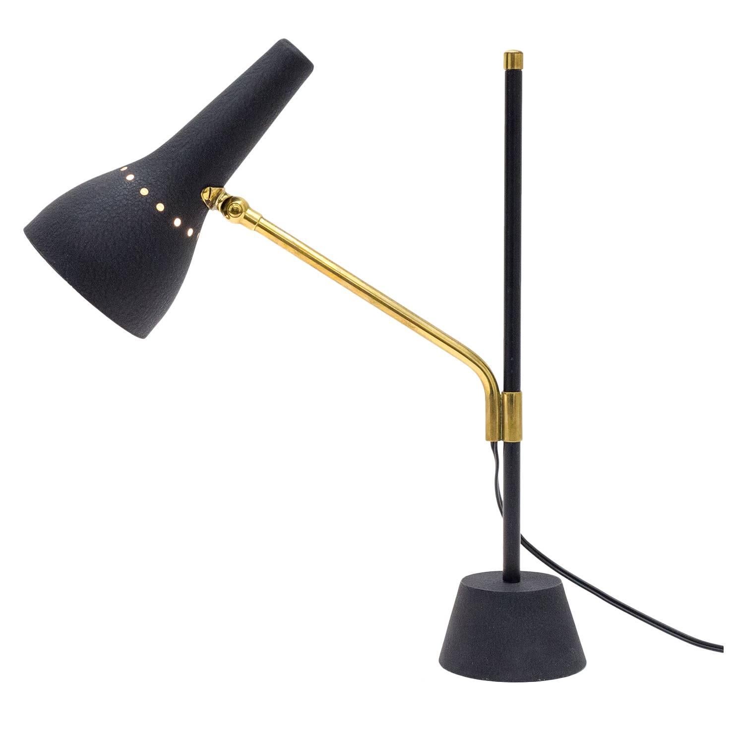 Adjustable Brass Table Lamp, 1950s