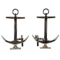 Vintage Anchor-Form Andirons, circa 1950