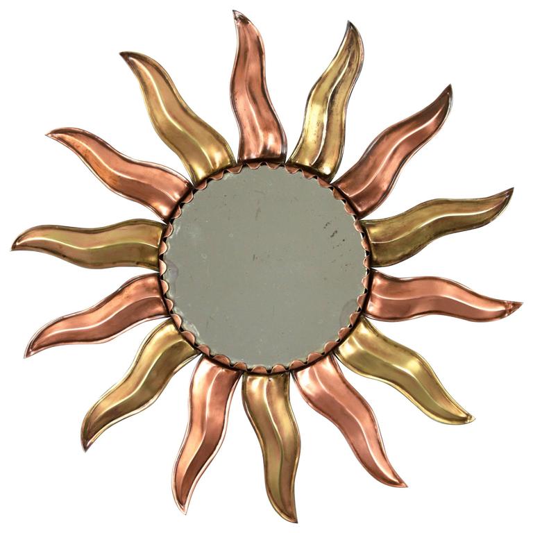 French Mid Century Modern Copper And Br Mini Sunburst Mirror For French Mid Century Modern Copper And Br Mini Sunburst Mirror For