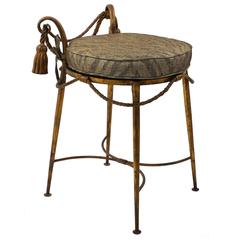 Hollywood-Regency Style, Italian Florentine Gilt-Metal Vanity Stool, 1950s 7