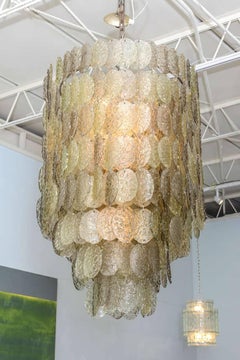 Monumental Italian Modern Amber Glass Chandelier by Mazzega