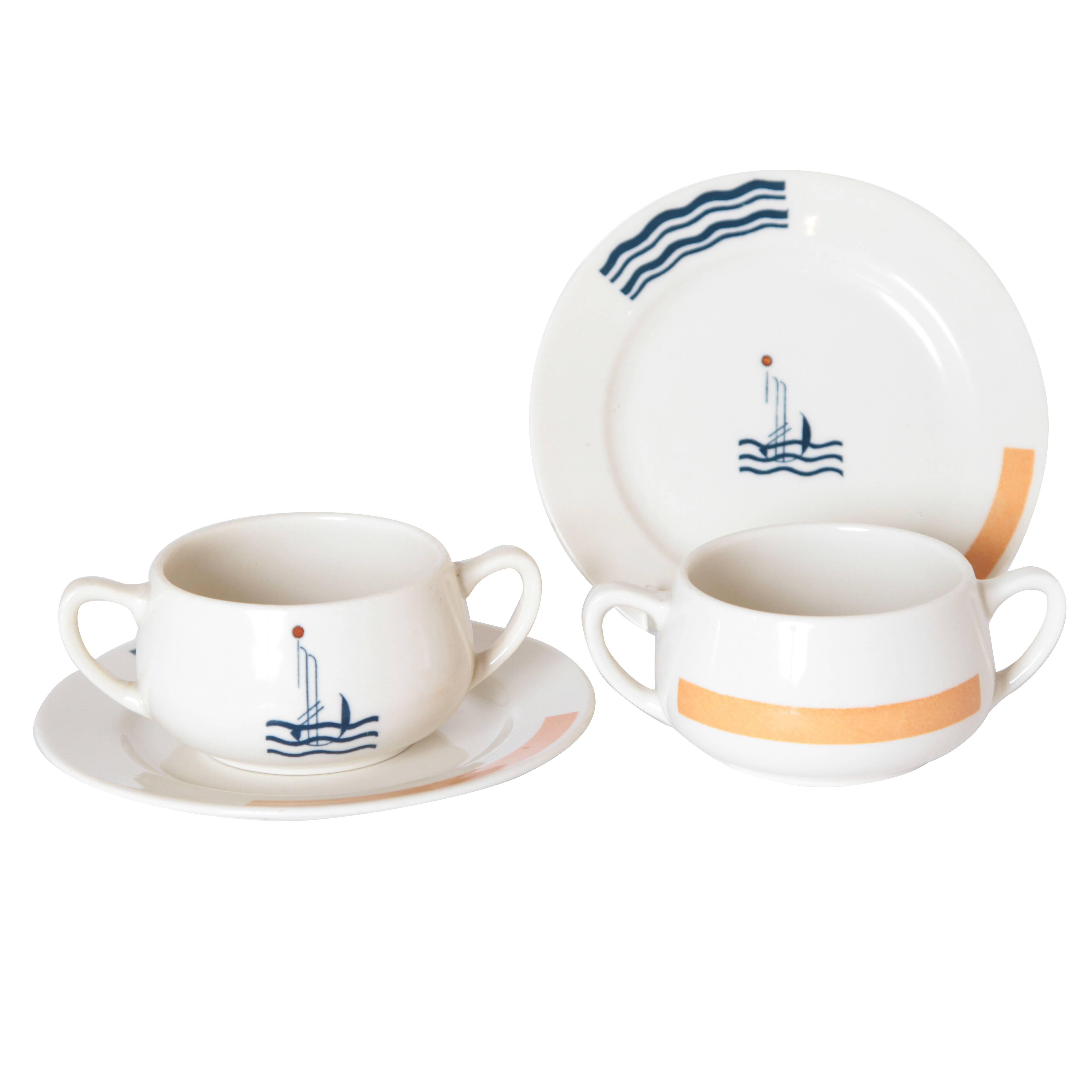 Art Deco S.S. Leviathan Two-Piece Matched Pairs Serveware, Eugene and Lee Schoen For Sale