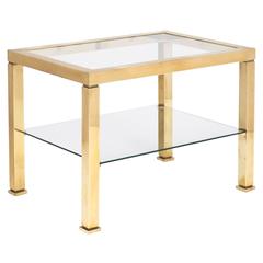 French Solid Brass Side Table