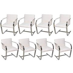 Set of 8 Brno Chairs in Polished Steel & Ultra Suede Fabric: Mies van der Rohe