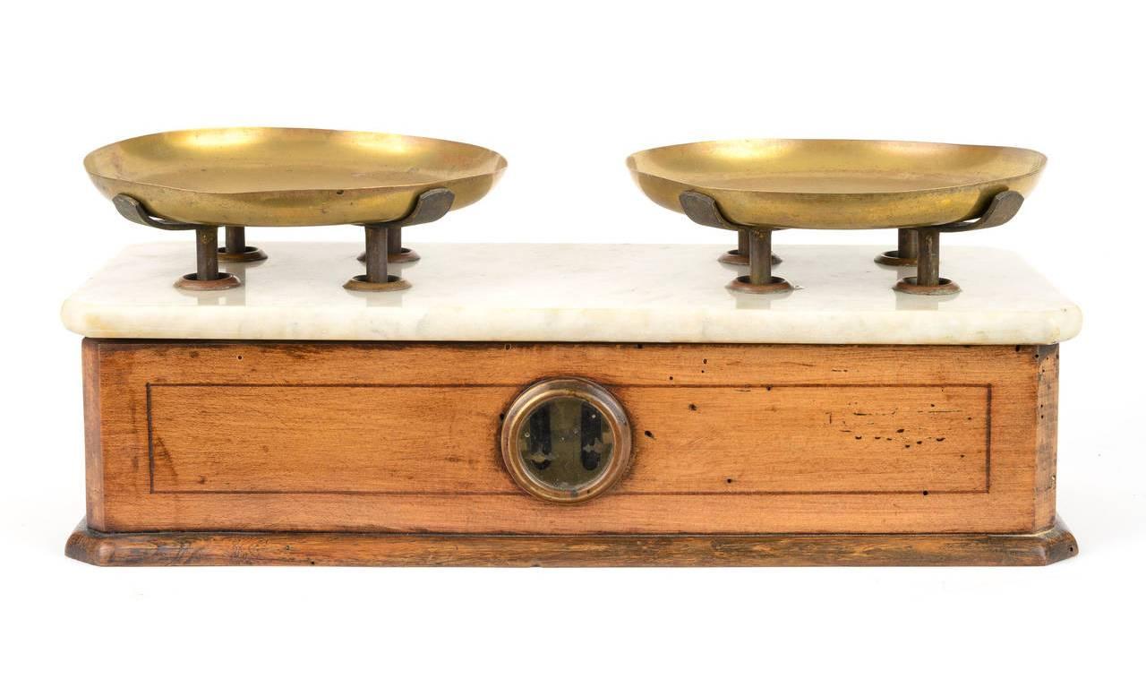 19th Century French Balance with Complete Set of Weights In Excellent Condition In Carmel, CA