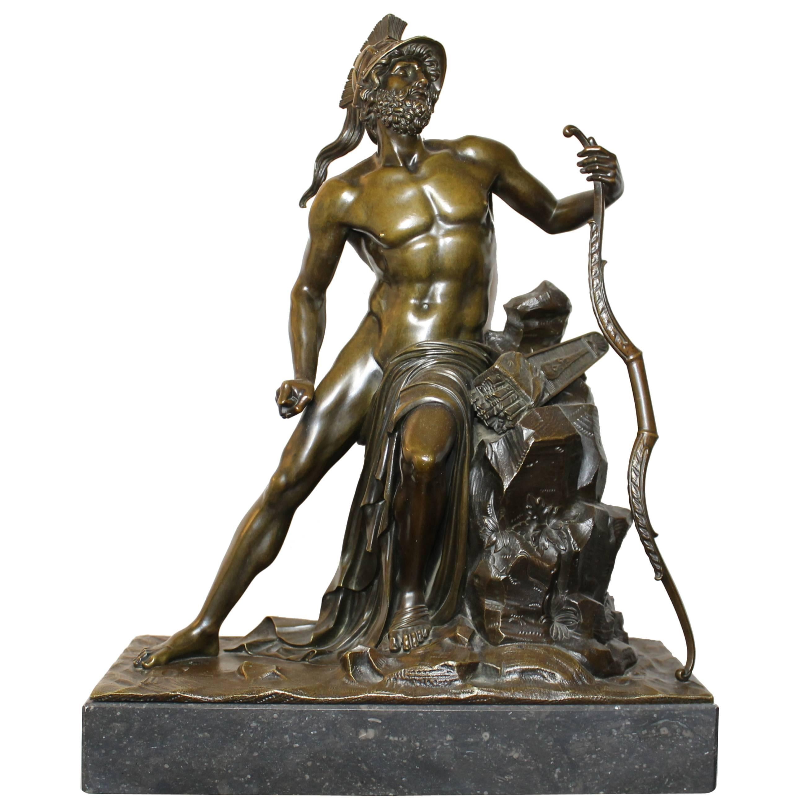 Roman Warrior in Bronze, Grand Tour, 19th Century For Sale