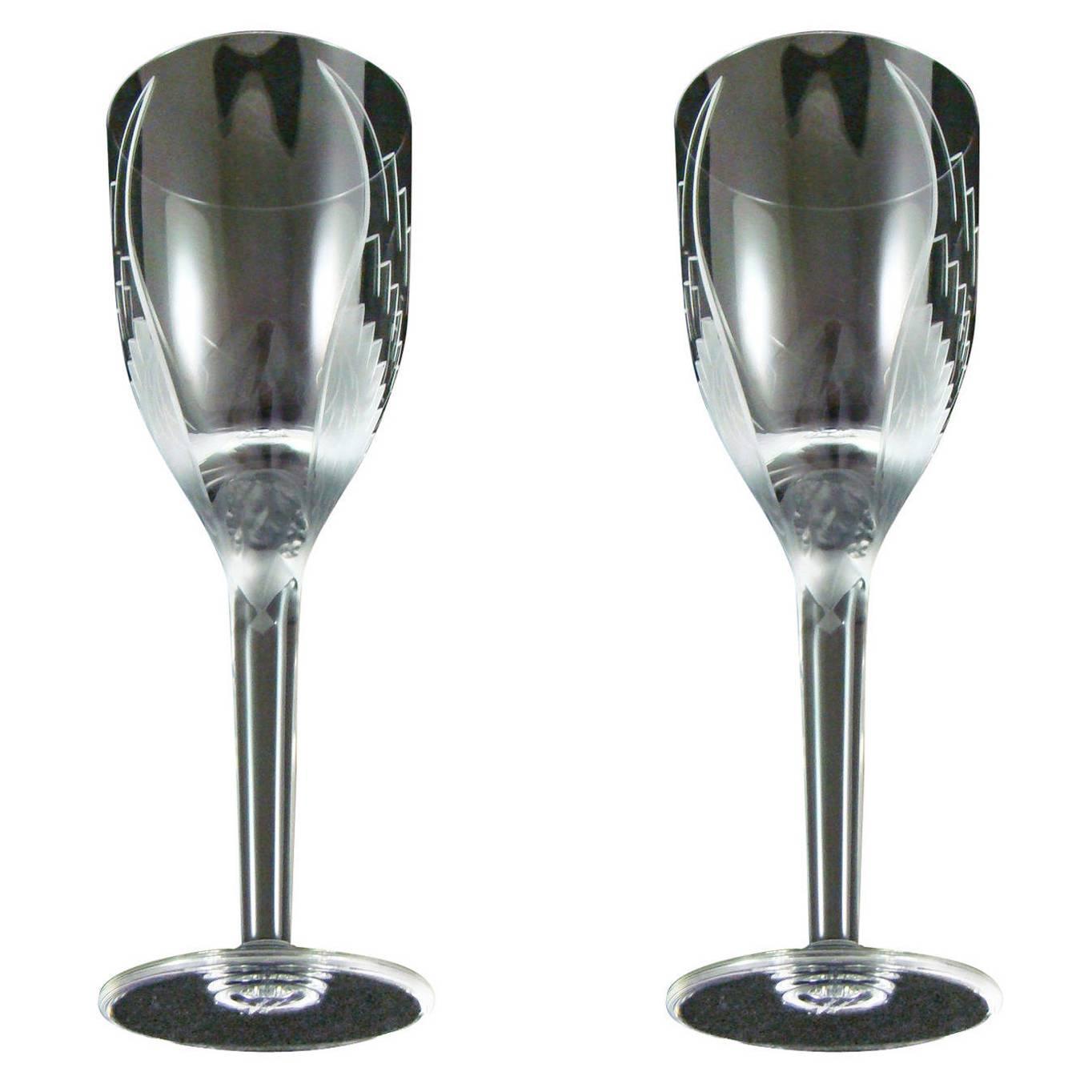 Crystal Angel Champagne Flute Set by Lalique at 1stdibs