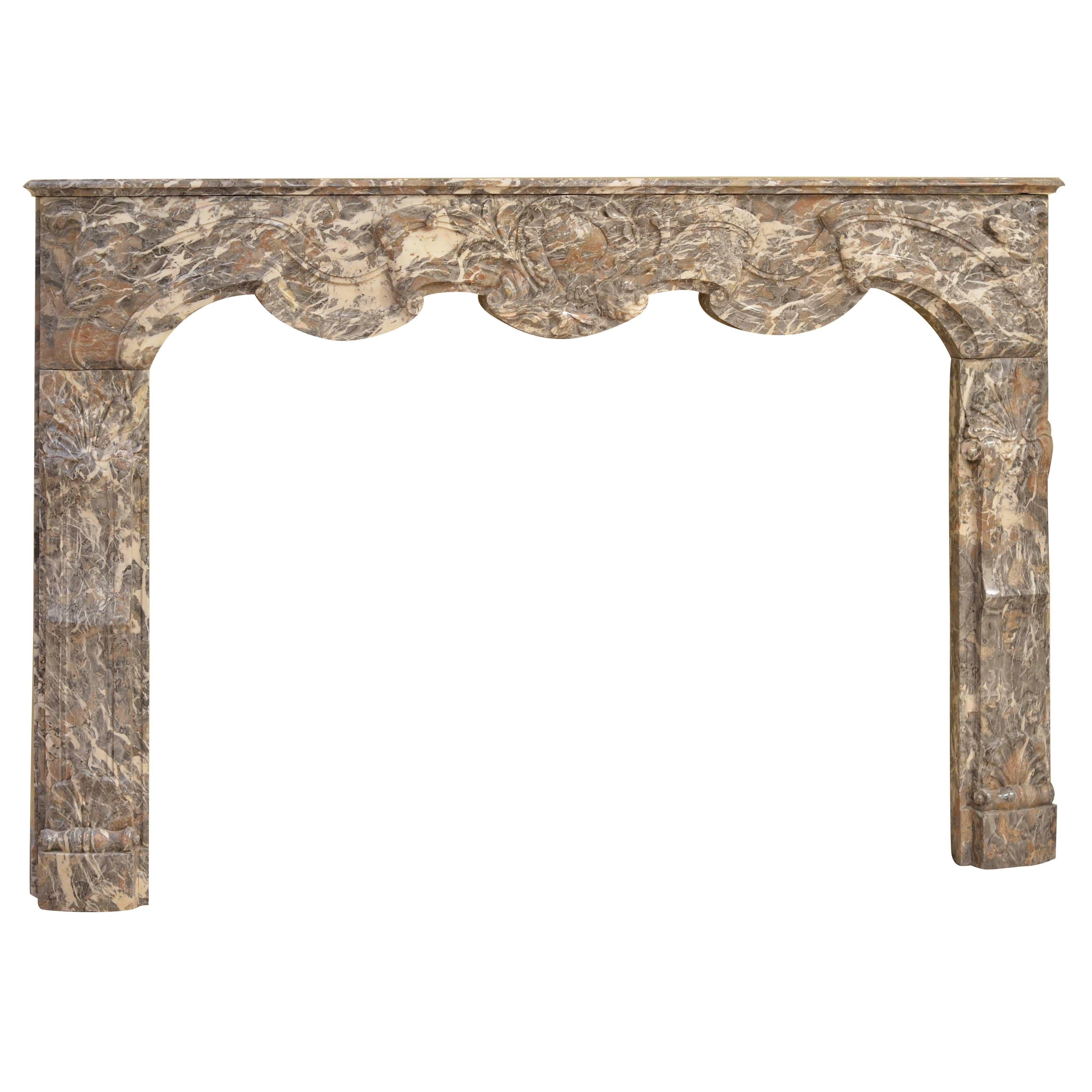 Antique Fireplace Mantel in Rouge Royal Marble For Sale