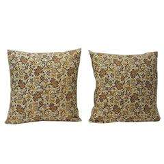 Pair of Yellow Paisley Indian Batik Decorative Pillows