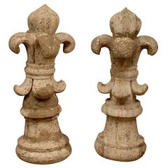 Pair of 18th Century French Stone Fleur-de-lis Finials 2