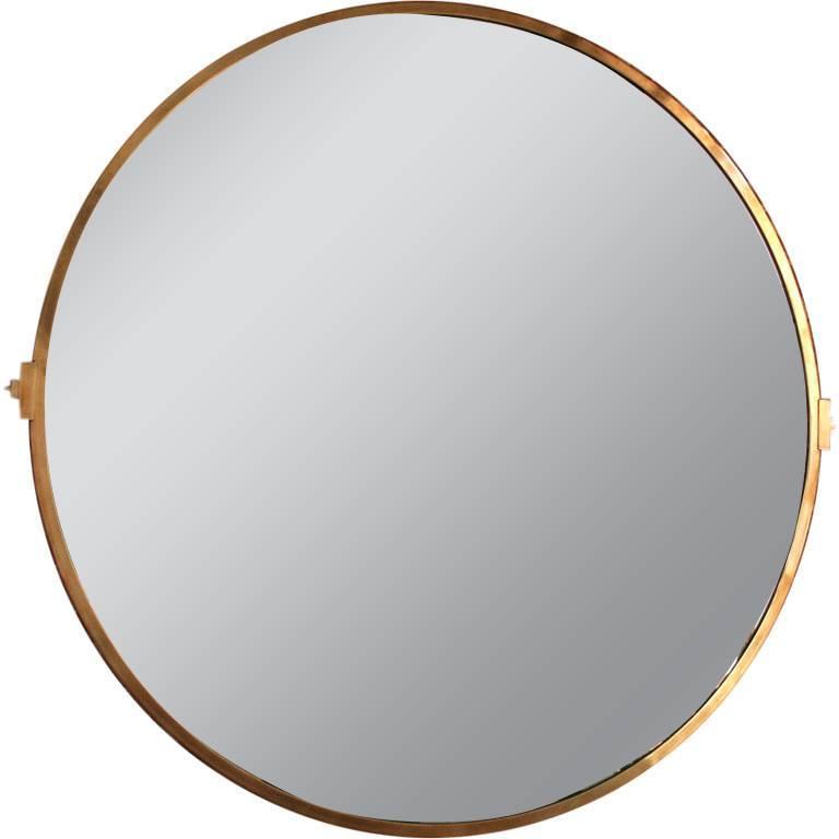 Large Custom Round Brass Mirror For Sale at 1stdibs