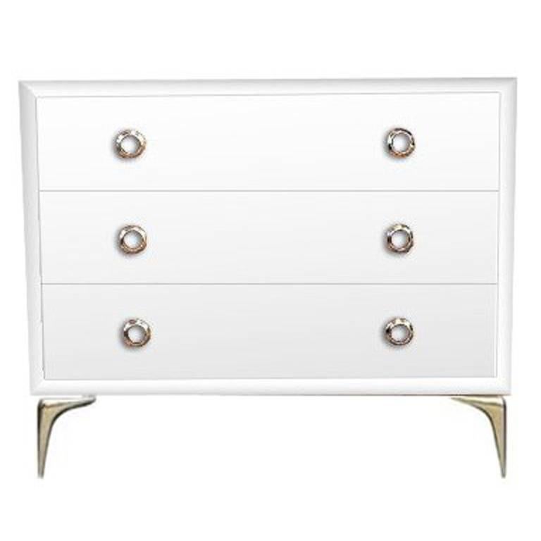 CF MODERN Custom Lacquered Stiletto 3 Drawer Chest For Sale