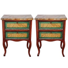 Pair of 19th Century Italian Miniature Painted Commodes