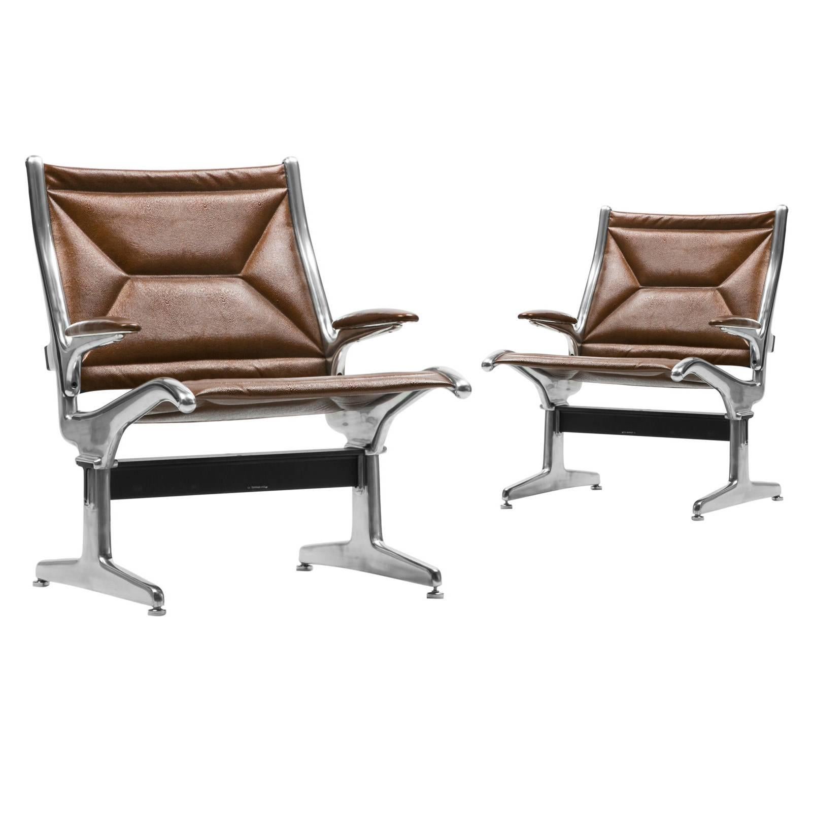 Eames for Herman Miller Tandem Sling Chair in Copper Edelman Leather