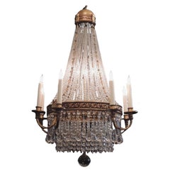 Early 20th C French Empire Style Crystal Chandelier
