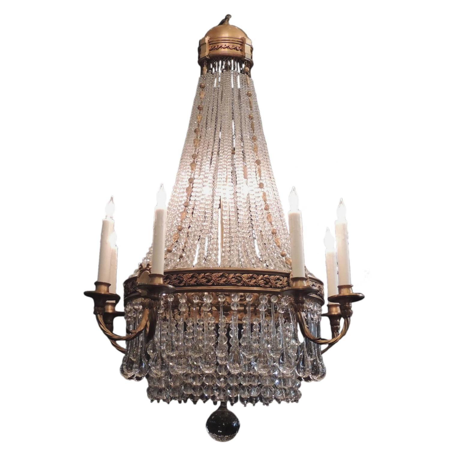 French Empire Style Montgolfier Crystal Chandelier 1920s At 1stdibs