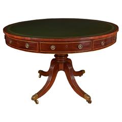 Regency Mahogany Drum Table with Four Drawers