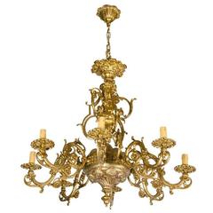 Antique Ornate Brass Chandelier