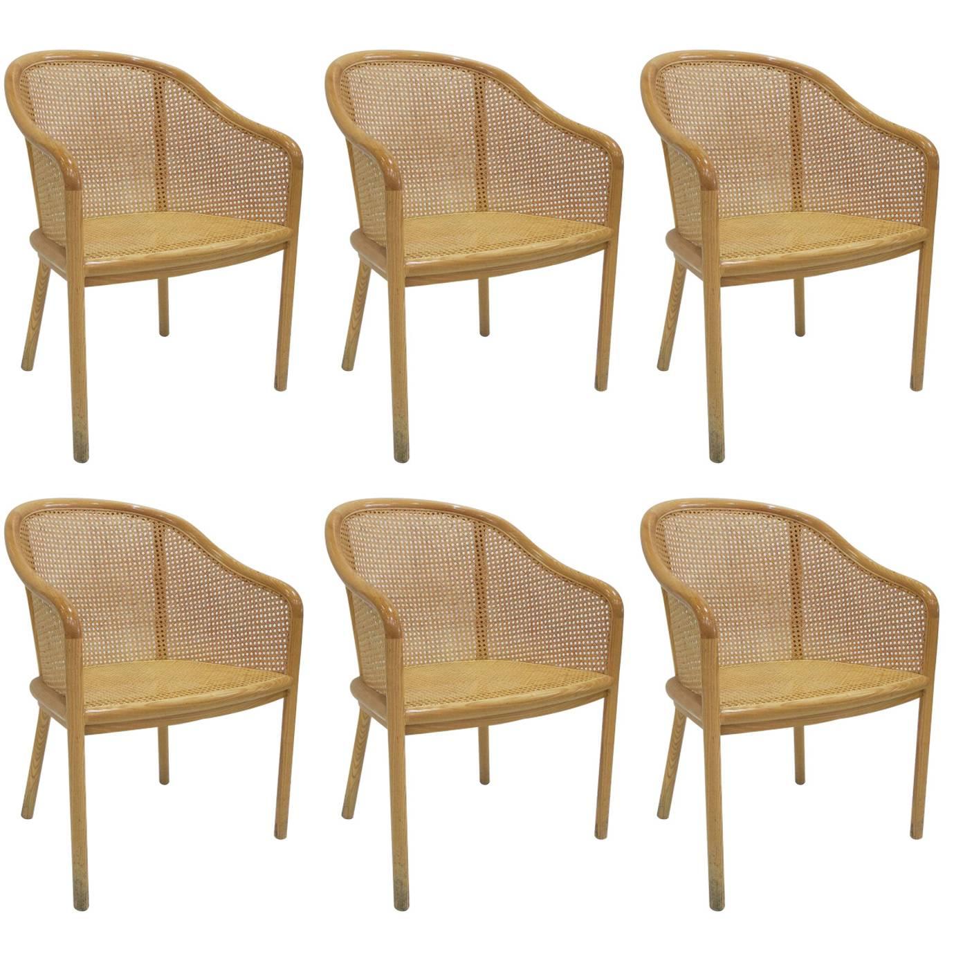 Set of Six Bleached Oak Armchairs by Ward Bennett for Brickel