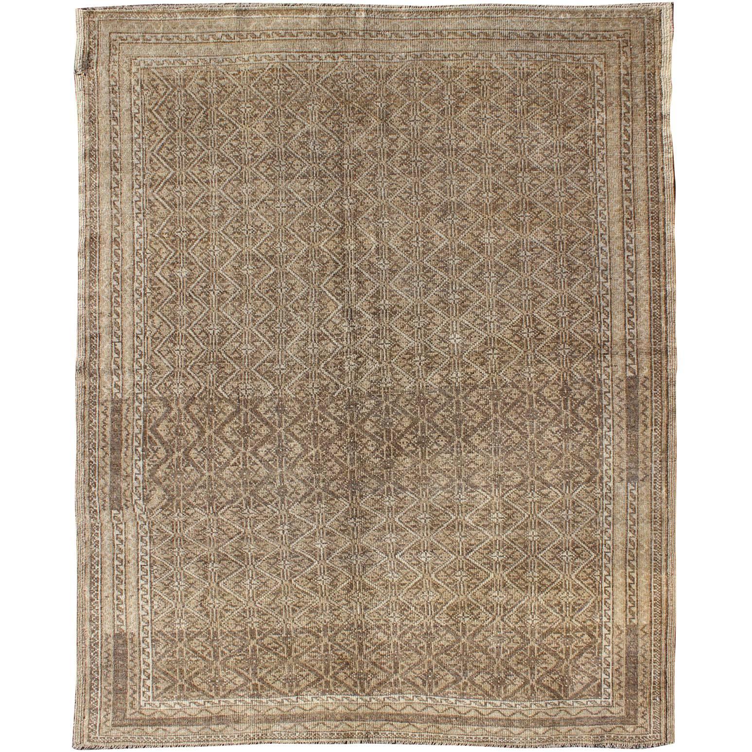 Unique Turkish Rug with Brown and Neutral Colors For Sale