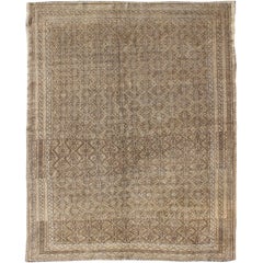 Vintage Unique Turkish Rug with Brown and Neutral Colors