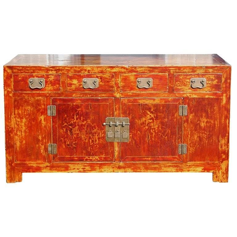 Mid to Late 19hC. Q'ing Dyansty Beijing Four Drawer Buffet with Brass Hardware